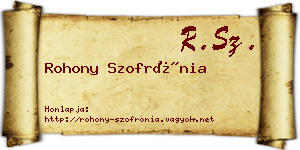 Rohony Szofrónia névjegykártya